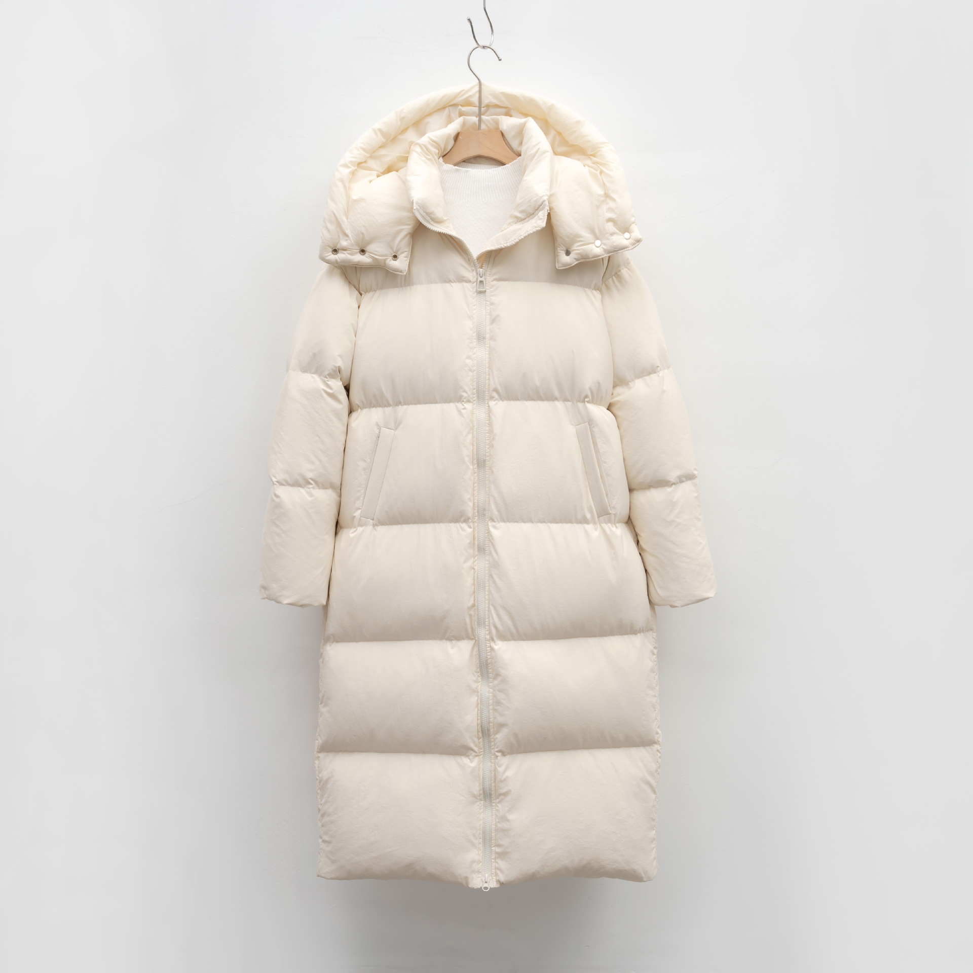 冬季新款长款过膝大被子连帽简约加厚保暖外套羽绒服女