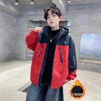 男童冬装夹棉冲锋衣外套新款中大童秋冬款男孩冬季加厚风衣潮