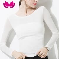 七斓黑色网纱打底衫女内搭性感圆领透明小衫2020夏季新款紧身薄款T恤