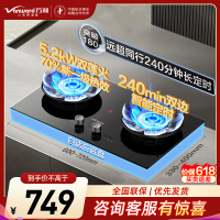 万和[蓝莲花B9DS]5.2kW天然气猛火70%热效率双边定时嵌入式家用煤气双炉具双灶台灶具燃气灶全新一代猛火灶天然气
