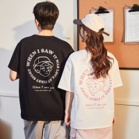 [2.5折价59元]唐狮夏季新款情侣t恤男女短袖t恤后背头像印花宽松圆领上衣潮