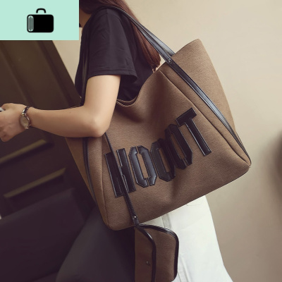 欧洲站2020新款字母帆布包女包大包包百搭复古单肩包大容量手提包NEWLAKE