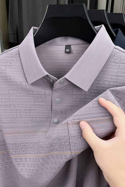 新款秋季男士长袖T恤衫中老年爸爸夏装口袋翻领polo衫