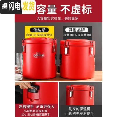 三维工匠304不锈钢保温桶商用超长保温饭桶奶茶桶大容量汤桶运输桶豆桨桶 5红蓝棕色颜色留言[单龙头]饭盒/提锅