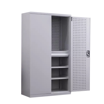 DXBG重型工具柜车间用加厚物件工具储物柜工厂铁皮柜汽修厂零件收纳柜白色四层一抽带挂板