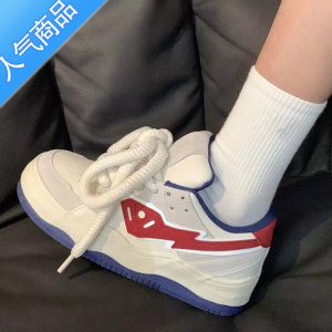 SUNTEK港风小白鞋女2023夏季薄款透气厚底复古美式板鞋学院风小众运动鞋
