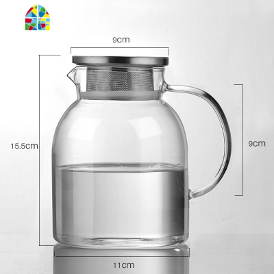 冷水壶耐热玻璃防爆可高温家用北欧大容量水杯套装凉白开水凉水壶 FENGHOU 1800ml一壶四杯+挂杯木架