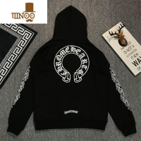 YANXU2023早秋潮牌印花连帽外套男宽松开衫情侣装卫衣oversize拉链帽衫