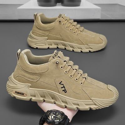 春季新款劳保男鞋男士休闲工装板鞋厚底开车鞋男士运动跑步鞋