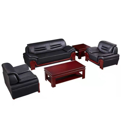 易企采 商务接待会客办公沙发 单+单+三人位加厚耐磨西皮含茶几 单位:套