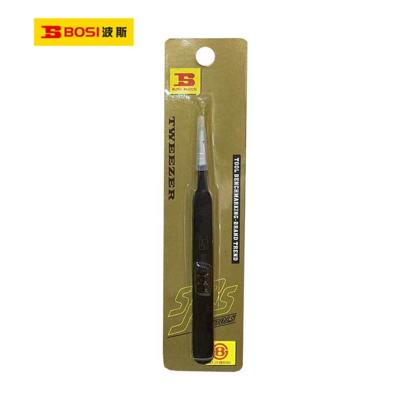 波斯(BOSI)防静电不锈钢宽头镊子(120×9×2mm)把