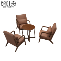 智叶舟休闲沙发组合单人位*3+小圆桌套