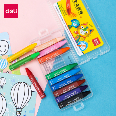 得力油画棒36色48色宝宝蜡笔儿童安全幼儿画笔彩笔腊笔套装色粉笔24色幼儿园油画笔彩绘棒可水洗