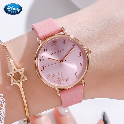 迪士尼儿童手表女孩少女表学生手表女女生韩版简约时尚潮流鼠年联名款女士手表皮带防水石英表