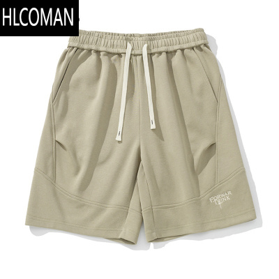 HLCOMAN美式刺绣短裤男夏季潮牌青少年薄款宽松休闲运动短裤痞帅百搭卫裤