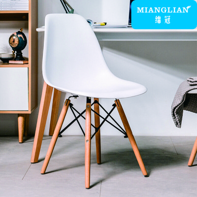 绵冠MIANGUAN北欧休闲椅餐椅电脑椅时尚简约洽谈椅会议椅咖啡厅酒吧椅子-白色