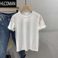 HLCOMAN2025夏季新款韩版休闲宽松刺绣字母冰丝短袖T恤男潮流百搭半袖衫t