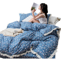 美帮汇2米×2.3被套四件套美式田园风格床单小碎花被罩带花边公主风