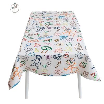 彩色涂鸦儿童桌布卡通防水书桌布校园画画台布盖巾幼儿园餐桌布垫