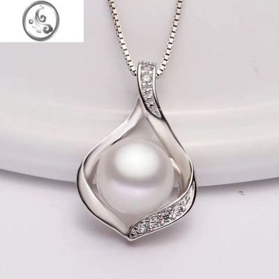 JiMi单颗珍珠吊坠项链女 925银银爱心气质百搭项坠锁骨链韩国送礼