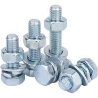 中锦科技 4.8镀锌外六角螺丝螺母装 M10*20mm[螺栓+螺母+平弹垫]套
