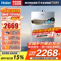 海尔(Haier)燃气热水器16升天然气家用双循环恒温无级变频水伺服五段微火TSI增压密闭稳燃舱一级降噪 KL7S-恒星