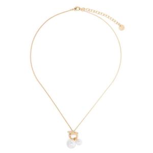 Salvatore Ferragamo女款仿珍珠装饰吊坠项链 时尚优雅配饰 造型别致 灰色