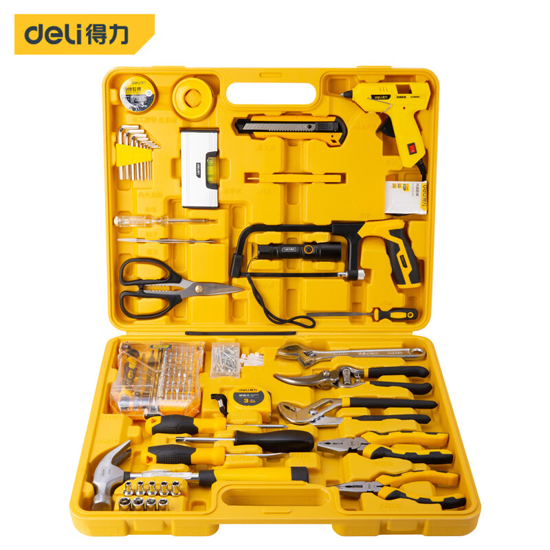 得力(deli) 多功能五金工具箱工具套装88件套 综合维修工具组套应急包 DL1088J