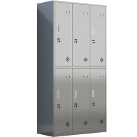 戴劲 201不锈钢更衣柜员工宿舍储物柜多门鞋柜换衣柜碗柜 六门