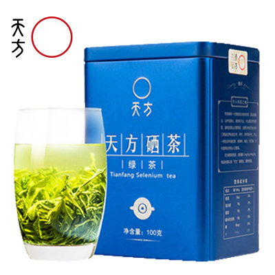 2021年新茶春茶天然含硒-安徽天方茶叶100g一级硒茶绿茶春茶罐装条形茶雨前春茶炒青绿茶安徽茶石台硒茶