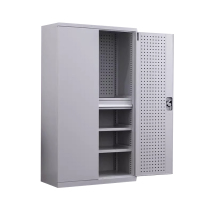 豪利特重型工具柜加厚物件工具储物柜工厂铁皮柜汽修厂零件收纳柜白色四层一抽带挂板