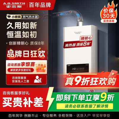 AO史密斯新品小体积16升精钢燃气热水器 JSQ31-EC3 负压燃烧更安全 精控恒温 家用持久恒温大水量