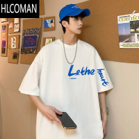HLCOMAN短袖t恤男士夏季克莱因蓝色宽松青少年衣服潮牌新款半袖