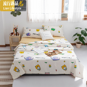 ins夏凉被棉棉可爱卡通空调被小清新少女心夏被四件套可水洗 三维工匠被子