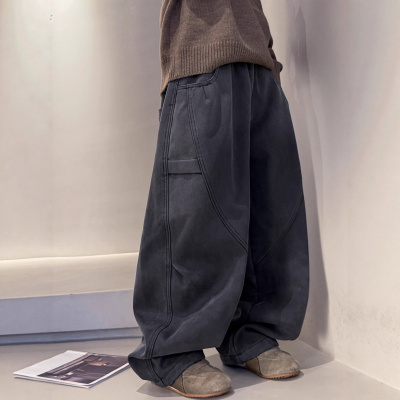 男童加绒牛仔裤秋冬款新款儿童冬季一体绒加厚裤子大男孩冬装_1