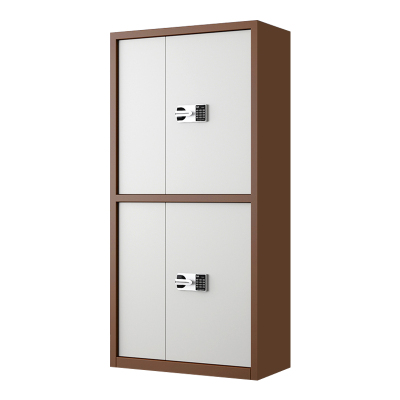 DXBG指纹电子保密柜钢制密码文件柜档案柜矮柜保密资料柜办公柜通双节咖白色:国保密码锁