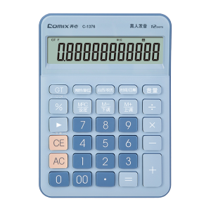 齐心 C-1376 语音计算器 蓝 蓝色