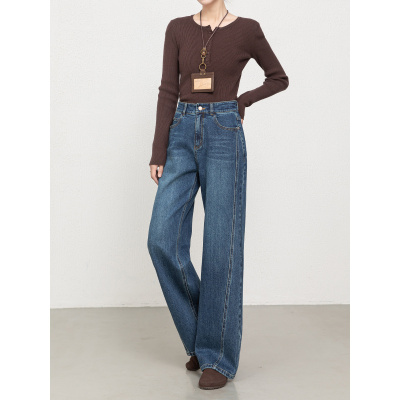 高腰阔腿牛仔裤女年秋季新款休闲百搭宽松直筒拖地裤