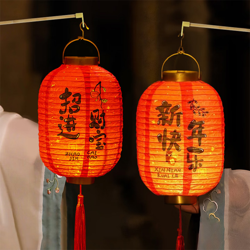 新年春节灯笼儿童手提马年发光宫灯元宵发光花灯装饰拍照3750