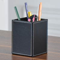 方形皮收纳罐笔筒办公时尚创意桌面长宽8.5cm高12cm