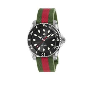 古驰(GUCCI)品男表 Dive 系列 自动机械腕表 复古条纹表带时尚休闲手表 YA136349-# 绿色