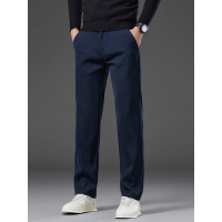 日常通勤男士商务休闲裤秋冬抗皱厚款弹力中年百搭直筒新款长裤男