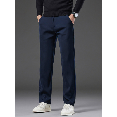 日常通勤男士商务休闲裤秋冬抗皱厚款弹力中年百搭直筒新款长裤男