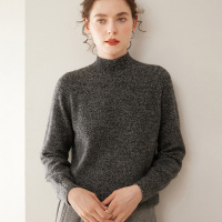 秋冬新款羊绒衫女套头宽松显瘦纯色针织衫女士打底七针加厚半高领