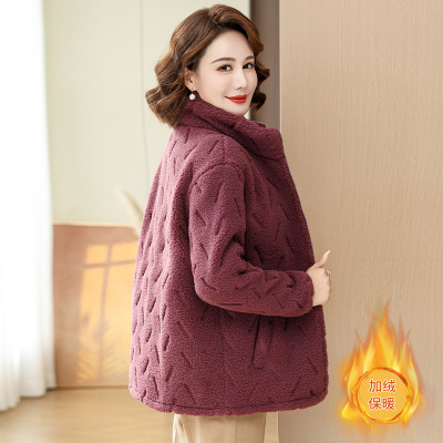 新款妈妈装棉衣中年女装冬季保暖棉服时尚立领拉链款外套加绒加厚