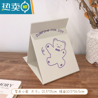 敬平ins风少女心小镜子网红台式化妆镜折叠可爱便携宿舍桌面可立学生便携式用镜 紫色小熊