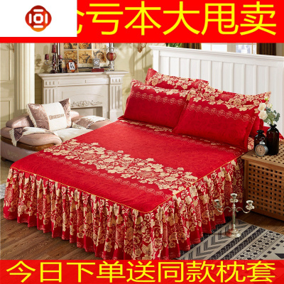加厚磨毛斜纹仿棉床裙单件棉1.8床防滑床罩简约网红床单热卖三维工匠