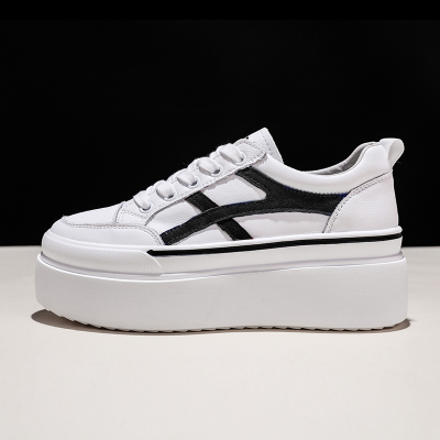 金三志内增高小白鞋女鞋2021新款春季时尚百搭皮厚底松糕鞋潮流休闲鞋休闲鞋