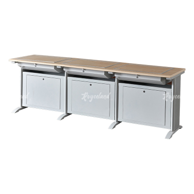 洛诗莲 (RoyceLand) 隐藏式翻转电脑桌培训桌教室机房多媒体学习桌办公桌A款三人位