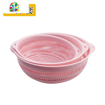 翻转洗菜盆大号家用镂空厨房可折叠双层水果盘洗米筛淘米盆 FENGHOU 双层水果篮蓝色3935双层洗菜篮洗菜篮